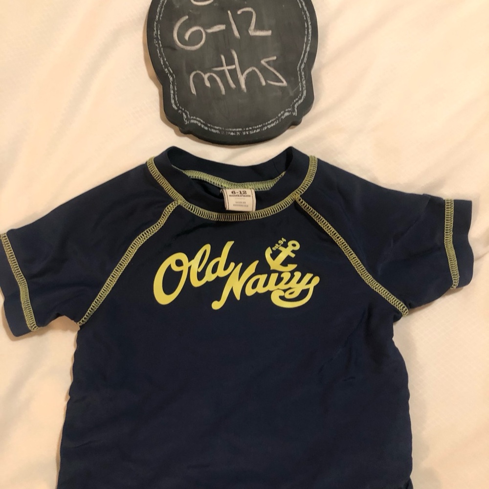 Old Navy Kids Dark Blue Rashguard with Yellow Accents